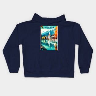 Interlaken Switzerland Vintage Advertising Travel Print Kids Hoodie